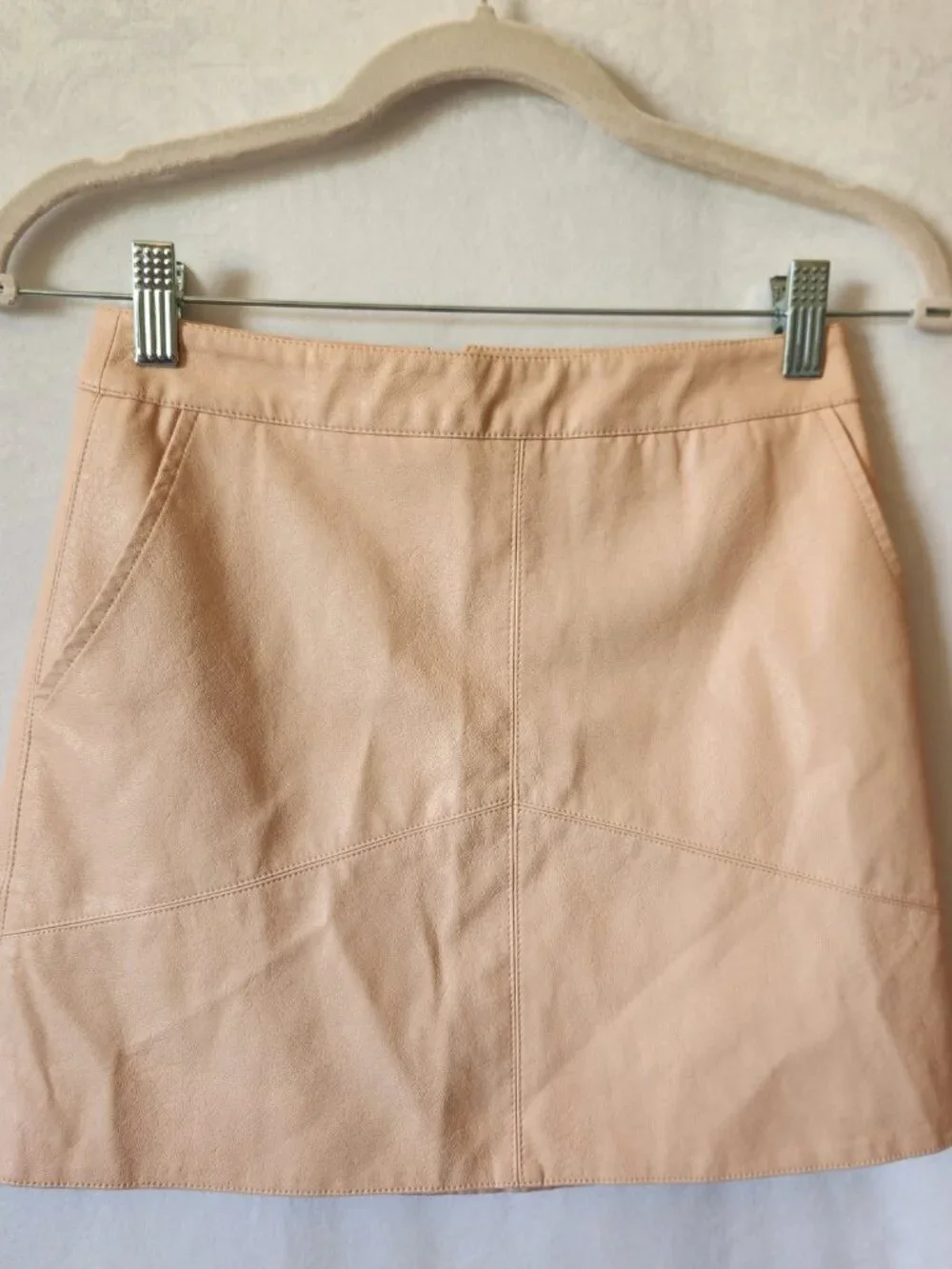 Lulus Size Small Harley Blush Pink Vegan Leather Lined Pockets Zip Mini Skirt